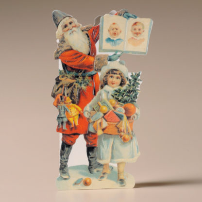 Nostalgic Christmas Card - Father Christmas and Girl